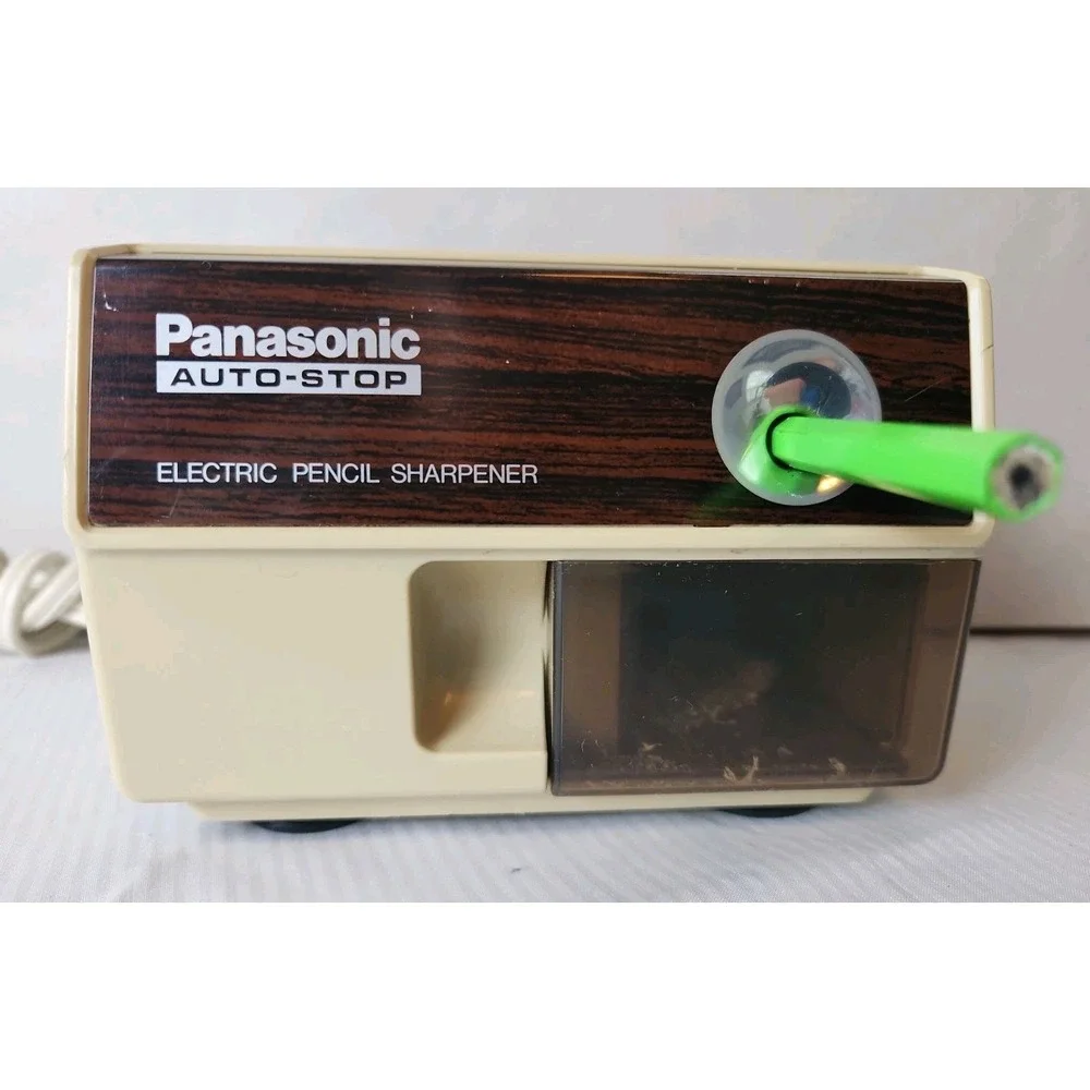 Vintage MCM Panasonic Electric Pencil Sharpener Faux Wood KP-110 Tested WORKS!